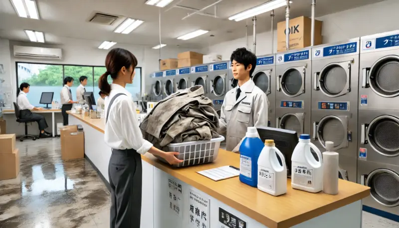 クリーニングに洋服を持っていく女性イメージ