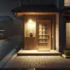 暗い夜中、玄間外灯転倒イメージ
