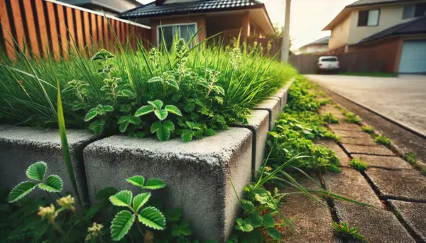道路に出る雑草イメージ