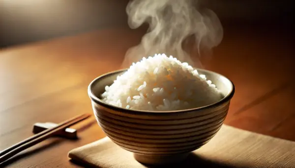 お茶碗によそった、炊き立てご飯イメージ