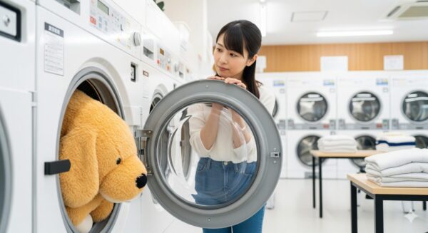 コインランドリーぬいぐるみを洗濯するイメージ