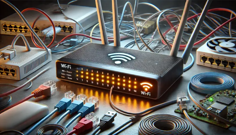 ルーターにランケーブル多数使用する様子イメージ